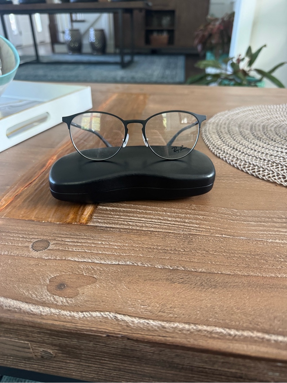 Ray-Ban Matte Black Semi-Rim Metal Eyeglass Frames